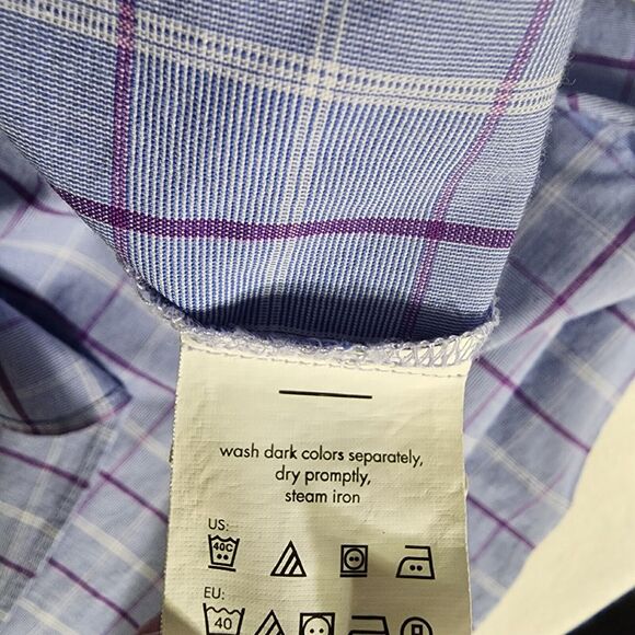 Van Heusen Mens Dress Flex Shirt 18.5 36/37 Reg Blue Oeko Tex Button Long Sleeve - Picture 11 of 13